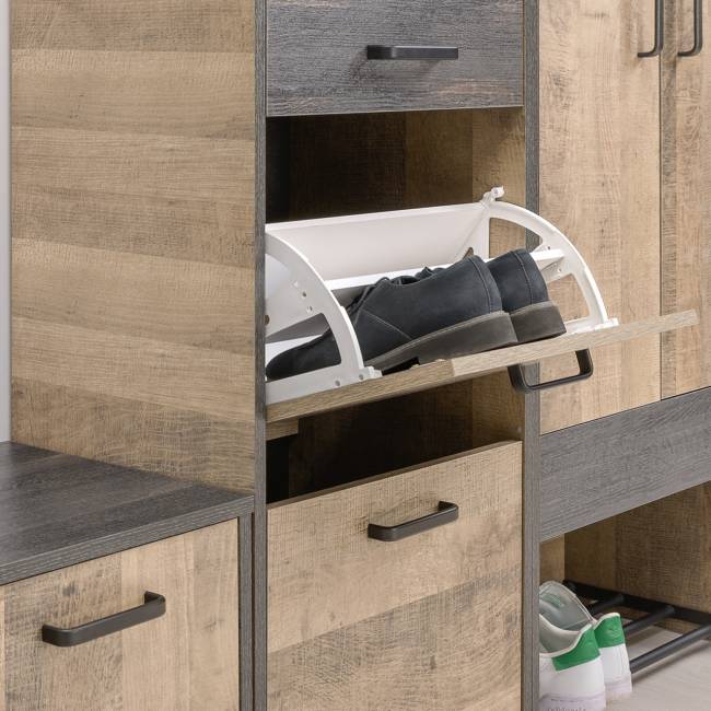 Две тумбы для обуви с ящиками и вешалкой для верхней одежды Трувор цвет дуб гранж песочный/интра