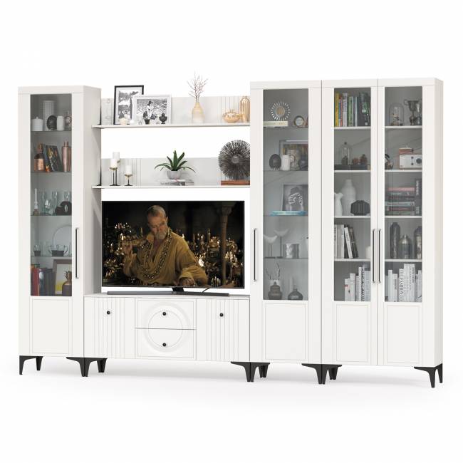 Валенсия стенка для гостиной № 71 цвет белый шагрень Валенсия стенка для гостиной № 71 цвет белый шагрень