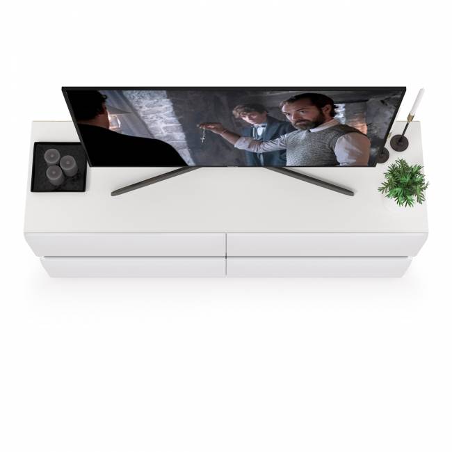 Тумба под ТВ Сидней 13.63 цвет белый/чёрный/МДФ белый глянец Тумба под ТВ Сидней 13.63 цвет белый/чёрный/МДФ белый глянец