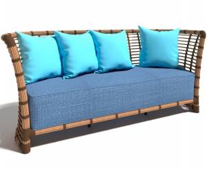 Диван 3-х местный "Бамбук" из искусственного ротанга, песочный, синий, голубой Диван 3-х местный "Бамбук" из искусственного ротанга, песочный, синий, голубой