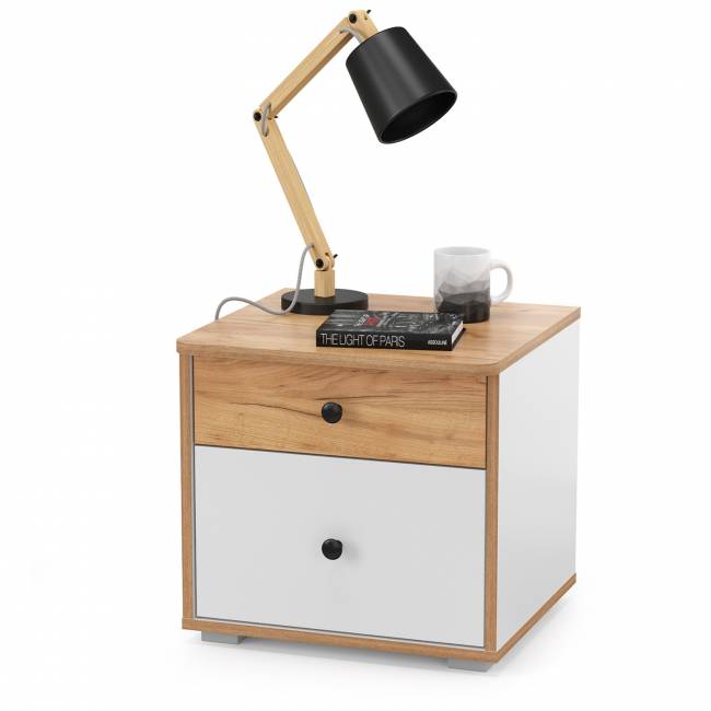 Тумба прикроватная Вуди 13.287 цвет белый премиум/дуб крафт золотой Тумба прикроватная Вуди 13.287 цвет белый премиум/дуб крафт золотой