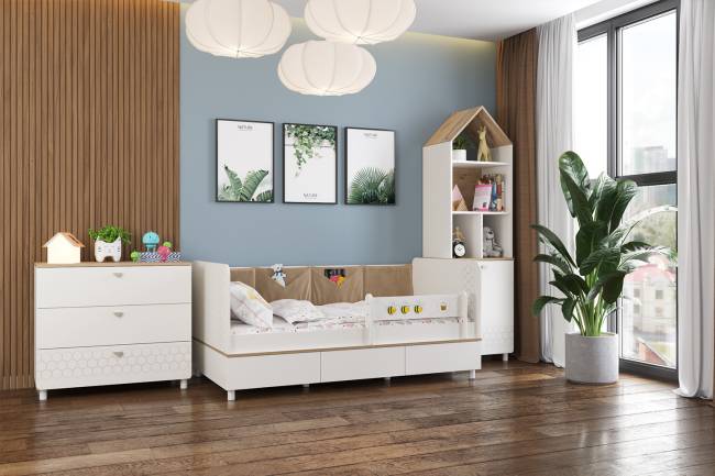 Детская кровать с ящиками Эйп 11.40 цвет белый/дуб белый