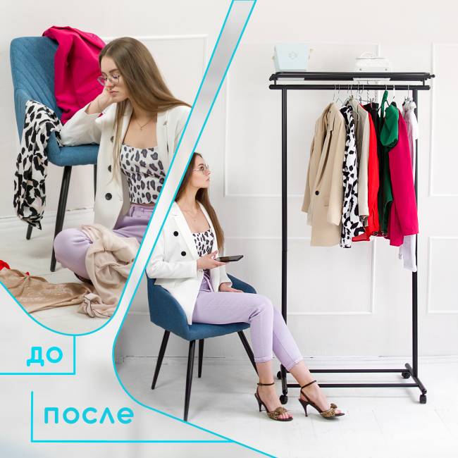 Вешалка напольная на колесах М 9 чёрный