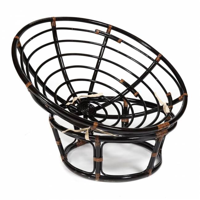 Кресло PAPASAN/ПАПАСАН 23/01 W  /с подушкой/ диаметр подушки 125 см, 115х101х104 см, Antique brown (античный черно-коричневый), флок Олива, 23 Antique brown (античный черно-коричневый)