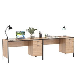 Два письменных стола Брюс цвет чёрный/Battle rock Santiago/столешница МДФ ель карпатская