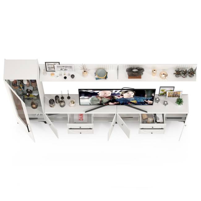 Стенка в гостиную Валенсия № 80 цвет белый шагрень