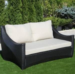 Диван 2-х местный "Скайлайн" из искусственного ротанга, черный, белый Диван 2-х местный "Скайлайн" из искусственного ротанга, черный, белый