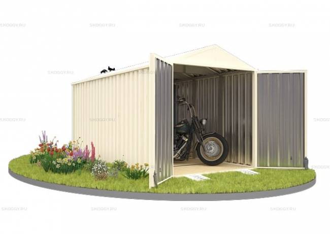 Хозблок SKOGGY секционный с двускатной крышей 5 х 2 м, слоновая кость