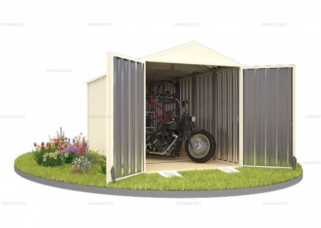 Хозблок SKOGGY секционный с двускатной крышей 5 х 2 м, слоновая кость