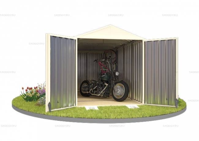 Хозблок SKOGGY секционный с двускатной крышей 5 х 2 м, слоновая кость