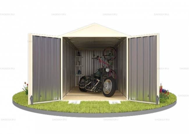 Хозблок SKOGGY секционный с двускатной крышей 5 х 2 м, слоновая кость