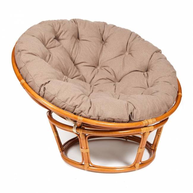 Кресло PAPASAN/ПАПАСАН 23/01 W  /с подушкой/ 115х101х104 см, Cognac (коньяк), экошерсть Коричневый, 1811-5 Cognac (коньяк)