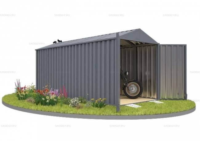 Хозблок SKOGGY секционный с двускатной крышей 5 х 2 м, брутальный серый