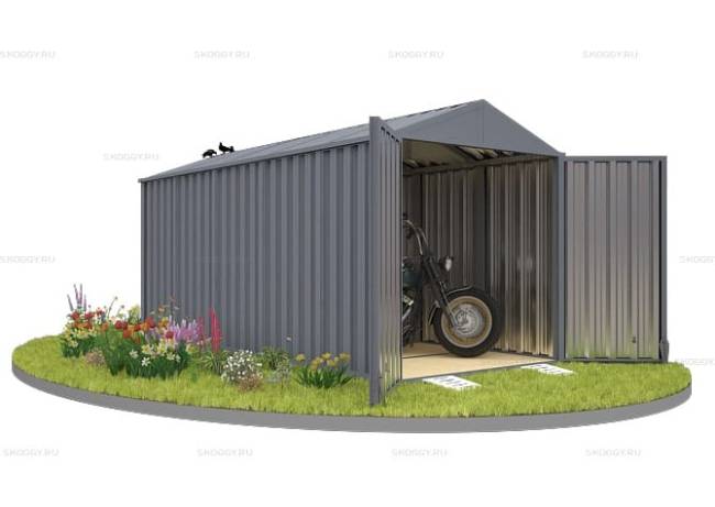 Хозблок SKOGGY секционный с двускатной крышей 5 х 2 м, брутальный серый
