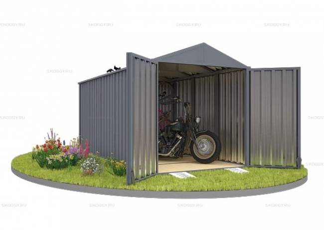 Хозблок SKOGGY секционный с двускатной крышей 5 х 2 м, брутальный серый