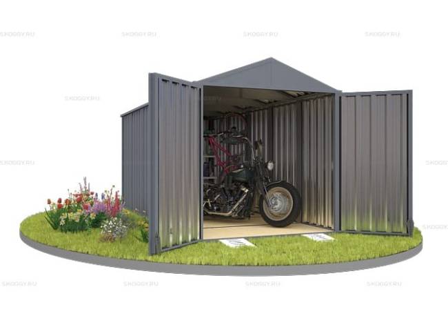 Хозблок SKOGGY секционный с двускатной крышей 5 х 2 м, брутальный серый
