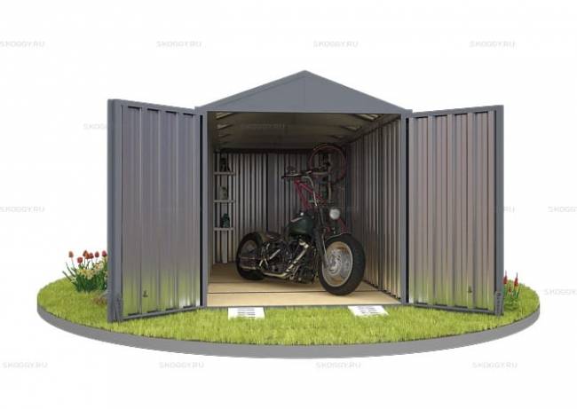 Хозблок SKOGGY секционный с двускатной крышей 5 х 2 м, брутальный серый