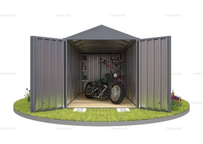 Хозблок SKOGGY секционный с двускатной крышей 5 х 2 м, брутальный серый