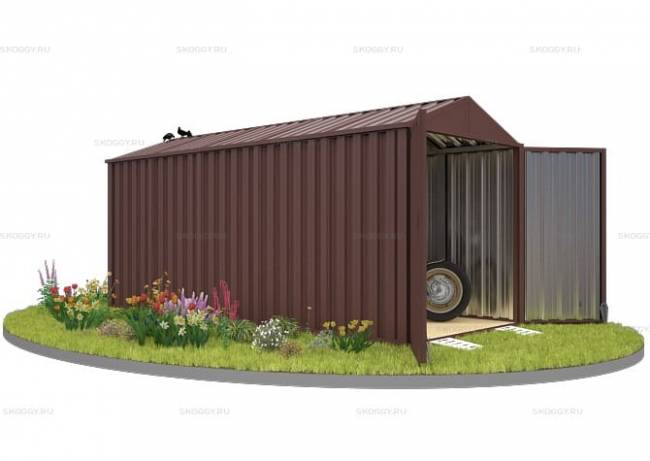 Хозблок SKOGGY секционный с двускатной крышей 5 х 2 м, шоколадный