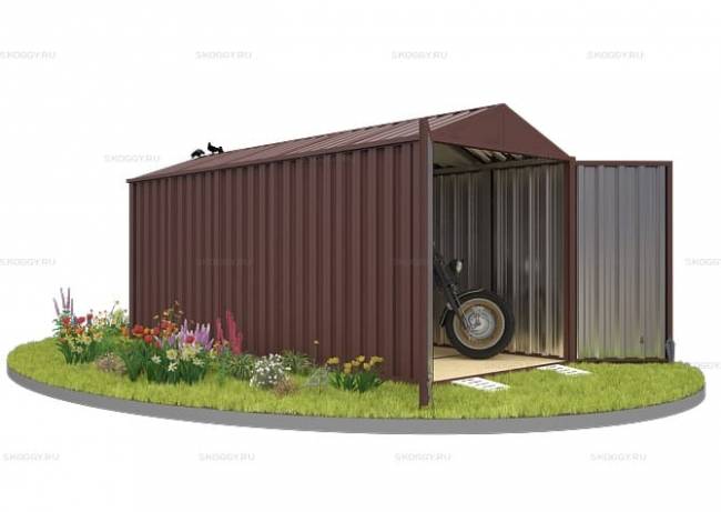 Хозблок SKOGGY секционный с двускатной крышей 5 х 2 м, шоколадный