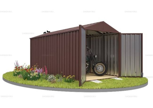 Хозблок SKOGGY секционный с двускатной крышей 5 х 2 м, шоколадный