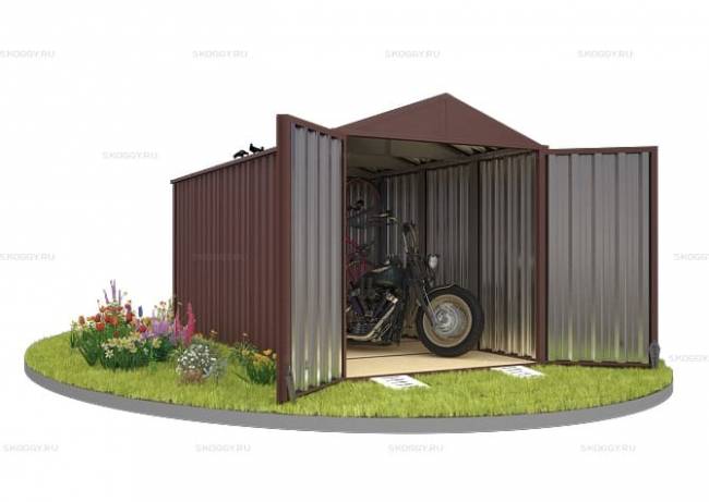 Хозблок SKOGGY секционный с двускатной крышей 5 х 2 м, шоколадный