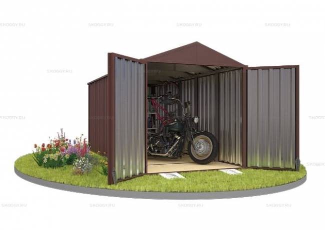 Хозблок SKOGGY секционный с двускатной крышей 5 х 2 м, шоколадный