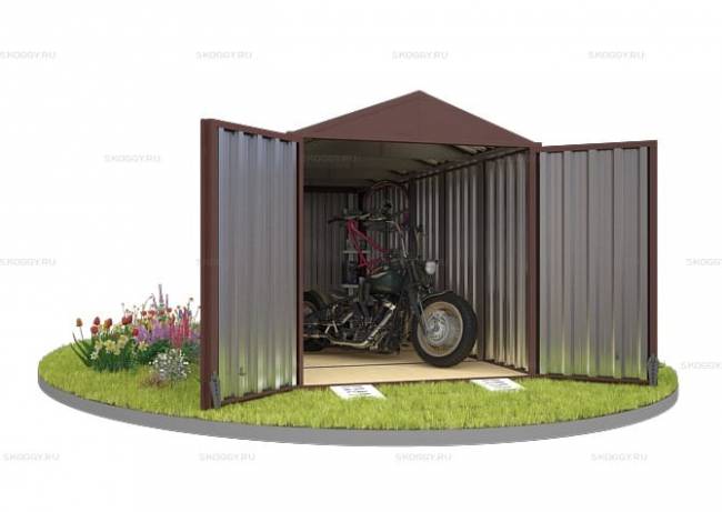 Хозблок SKOGGY секционный с двускатной крышей 5 х 2 м, шоколадный