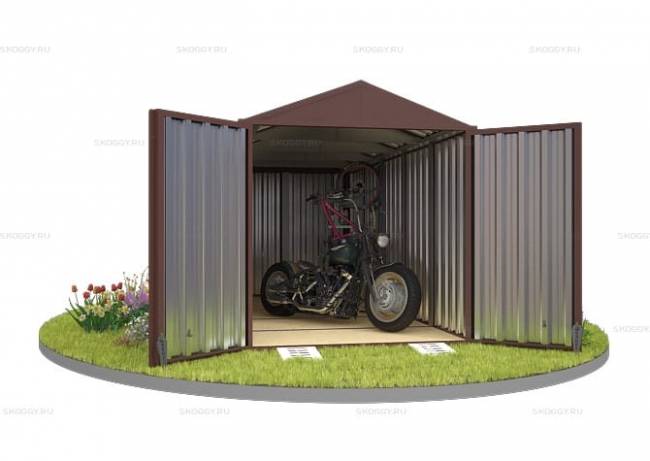 Хозблок SKOGGY секционный с двускатной крышей 5 х 2 м, шоколадный