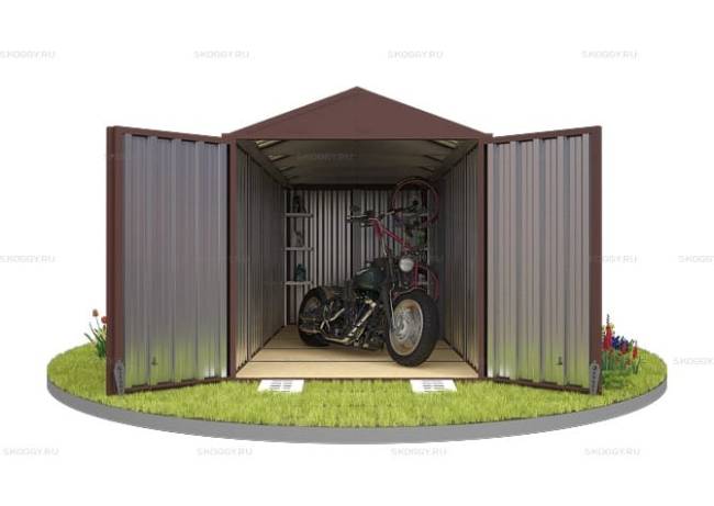 Хозблок SKOGGY секционный с двускатной крышей 5 х 2 м, шоколадный